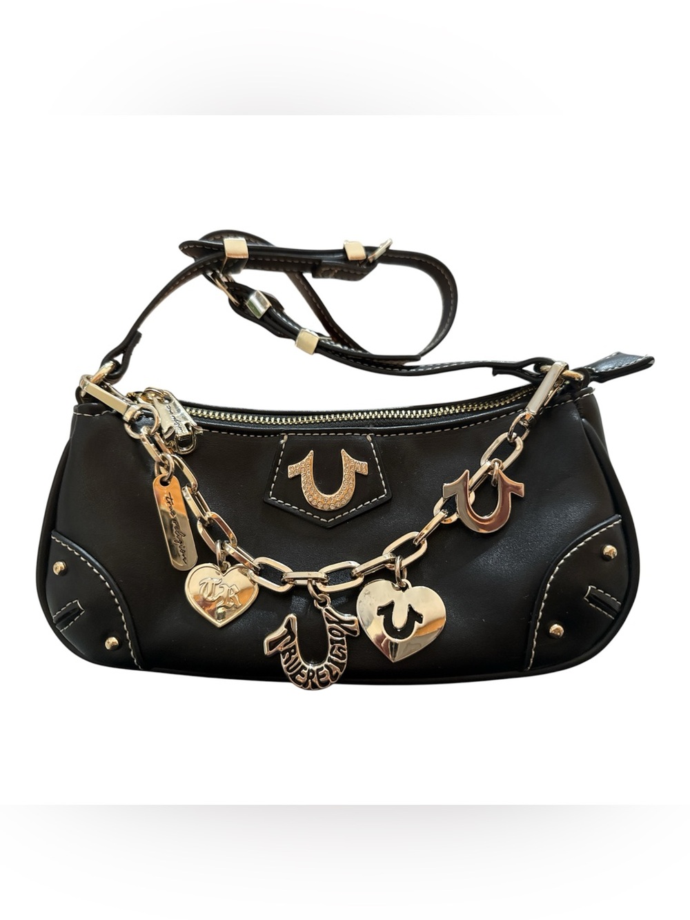 True Religion Horseshoe Chain Shoulder Bag in black